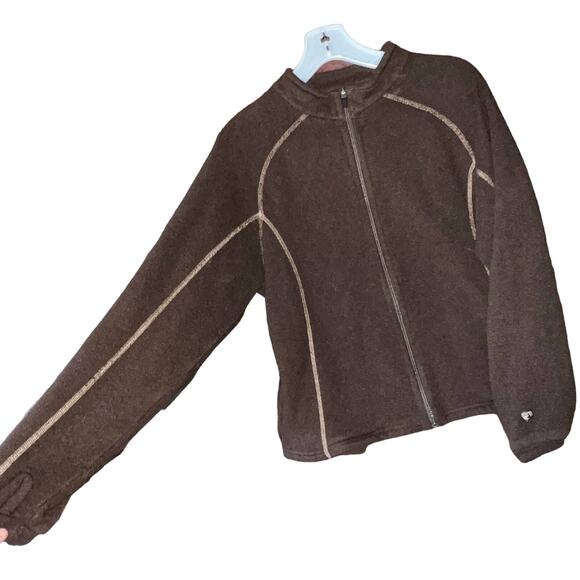 Kuhl Alpaca Fleece Brown Outdoor Hiking Trail Warm Zip Hoodie Brown Large - Picture 5 of 11